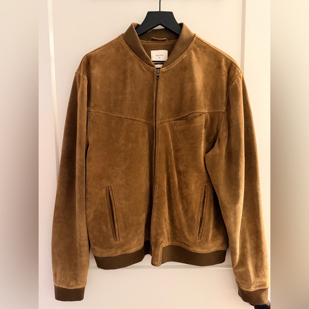 Billy Reid Tan Suede Bomber Jacket